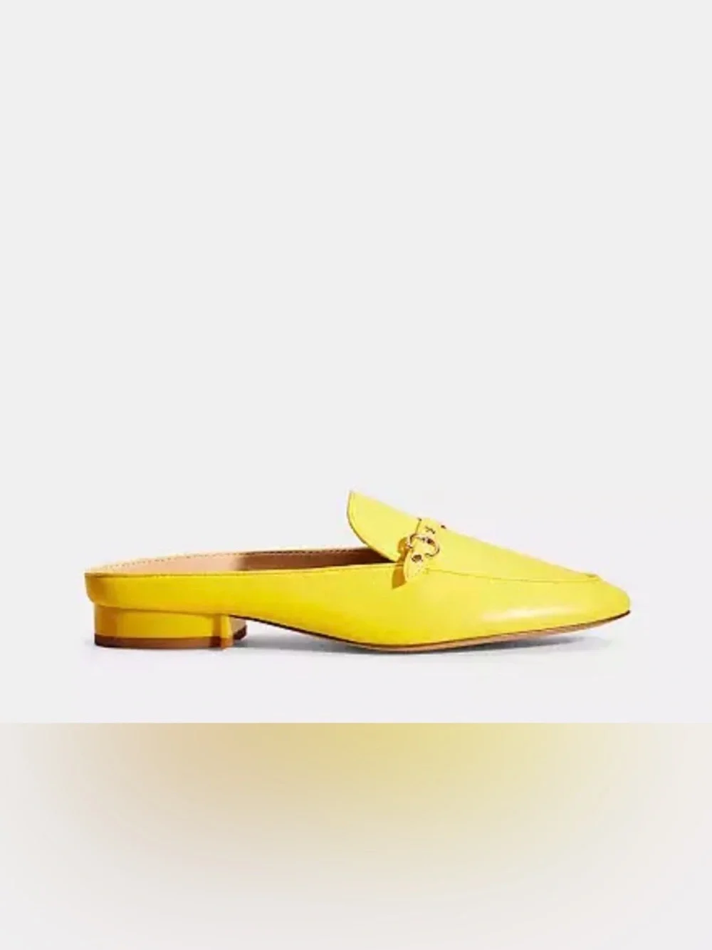 COACH Buttercup Yellow Leather Slip-On Mules with Gold Hardware